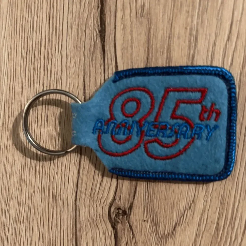 CFU logo 85th Anniversary Embroidered keychain vintage marketing blue white red